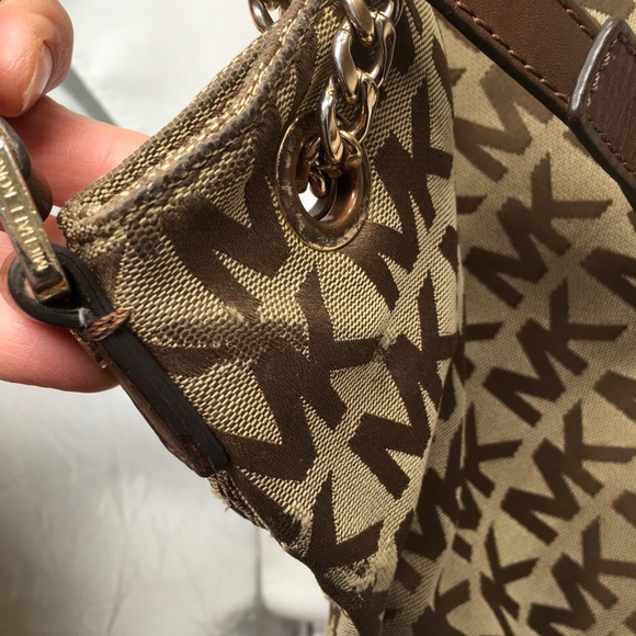 Michael Kors Signature JetSet Chain Tote Handbag 2Way Carry North/South - Picture 7 of 13